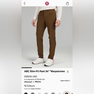 lululemon athletica Slim-Fit Chinos in Deep Brown